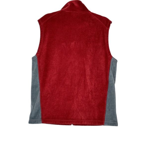 Columbia Fleece Vest Jacket Men's Large Burgundy Zippered Pockets Outdoor - Picture 2 of 4